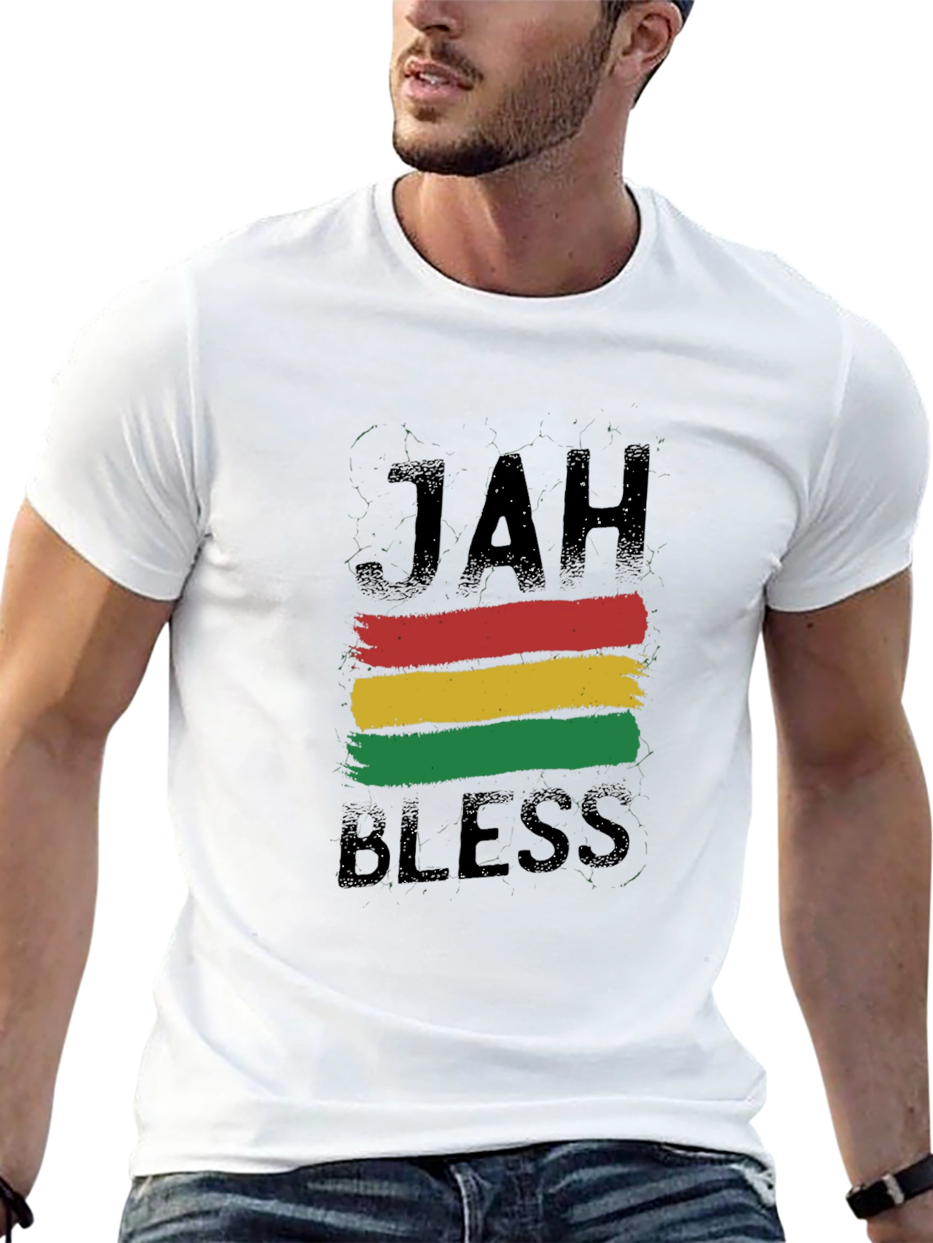 Jah Bless Rastafarian Style Black T-Shirt