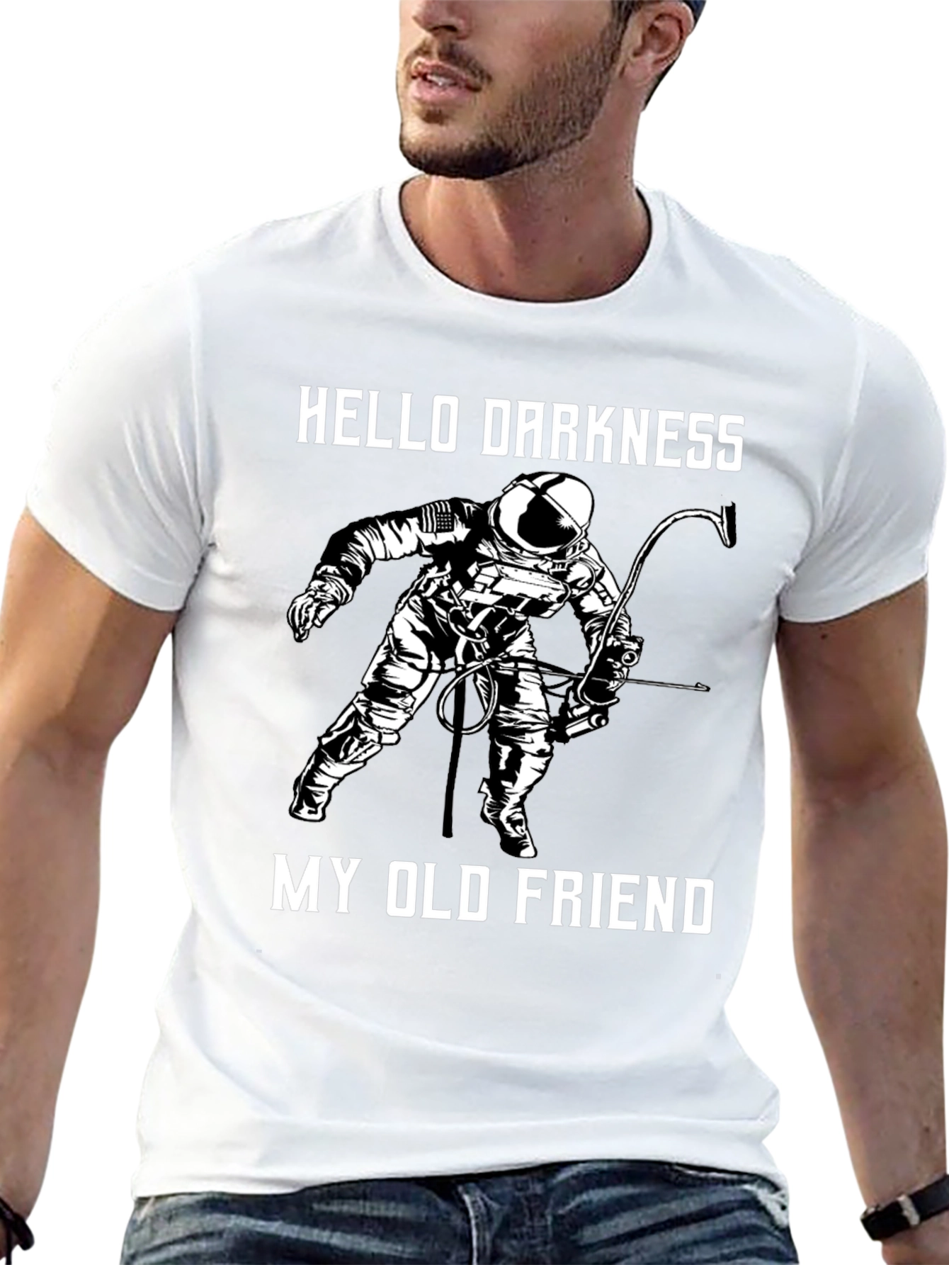 Hello Darkness Astronaut Graphic T-Shirt