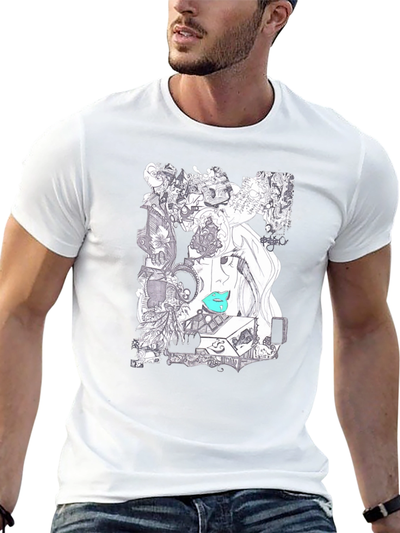 Artistic Graphic Print Black T-Shirt