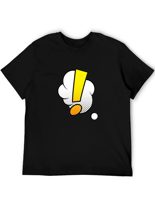 Black T-Shirt with Cartoon Exclamation Point