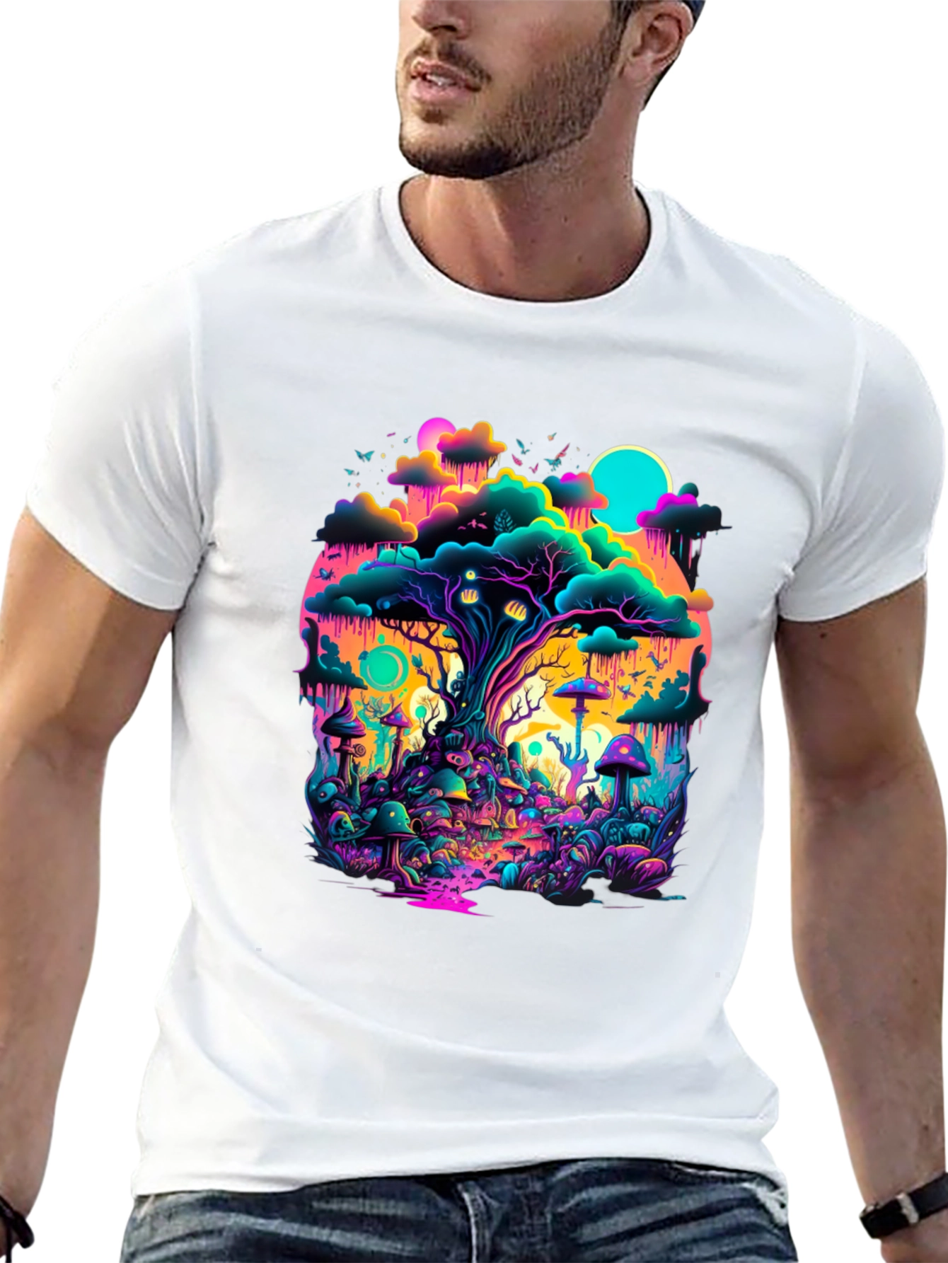Vibrant Trippy Forest Graphic Tee
