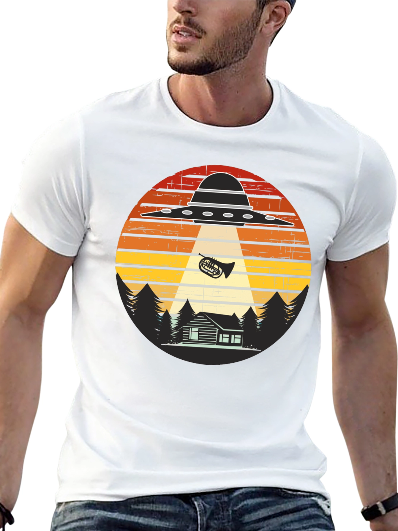 Alien Abduction French Horn T-Shirt