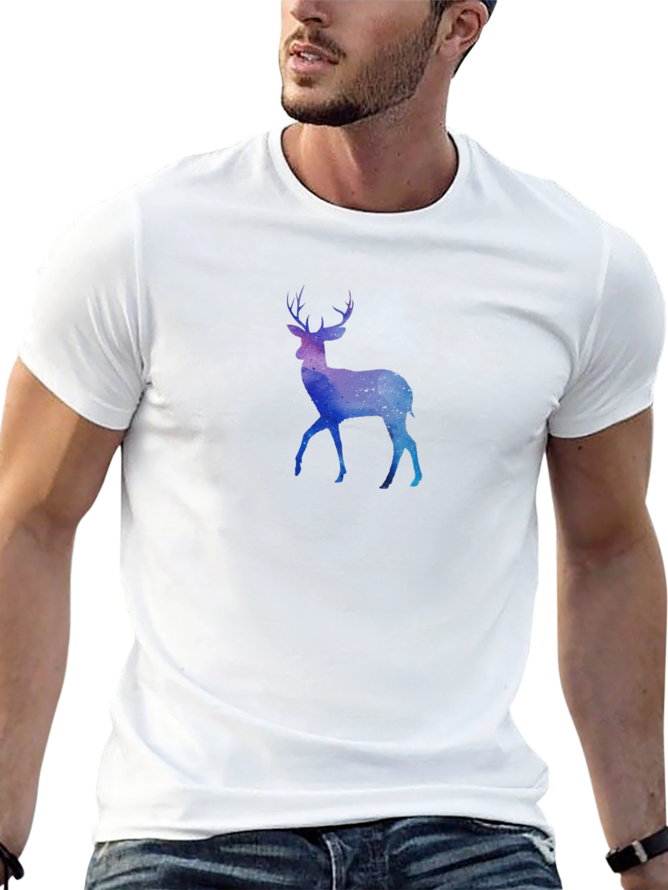 Cosmic Deer Graphic Tee - Mens Black T-Shirt