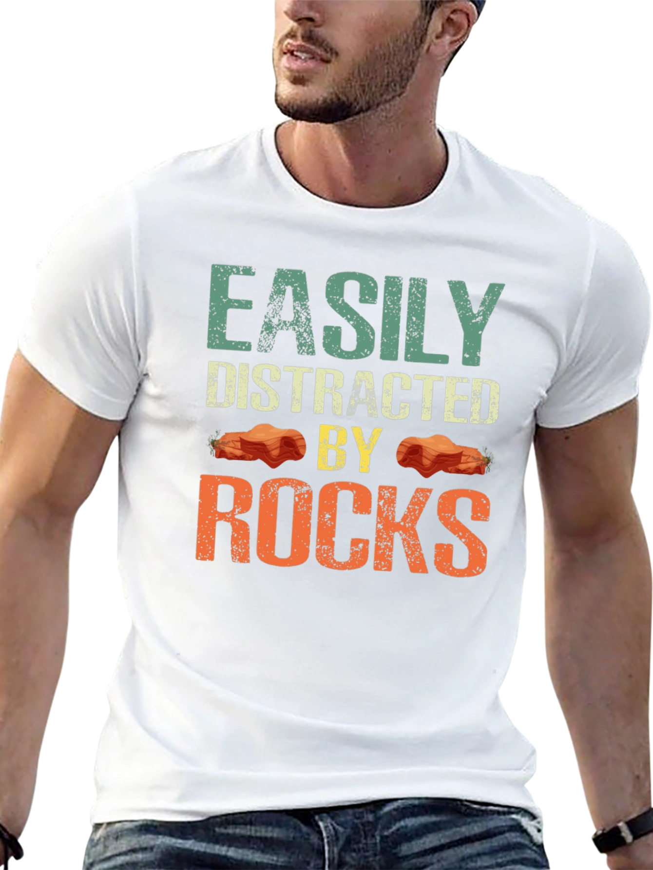 Easily Distracted By Rocks Funny Geologist T-Shirt