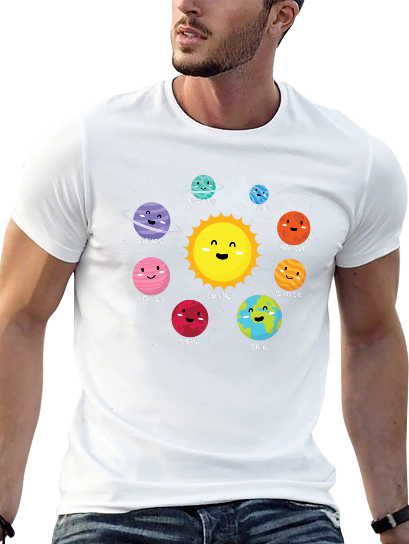 Cute Planets Graphic Tee - Solar System T-Shirt