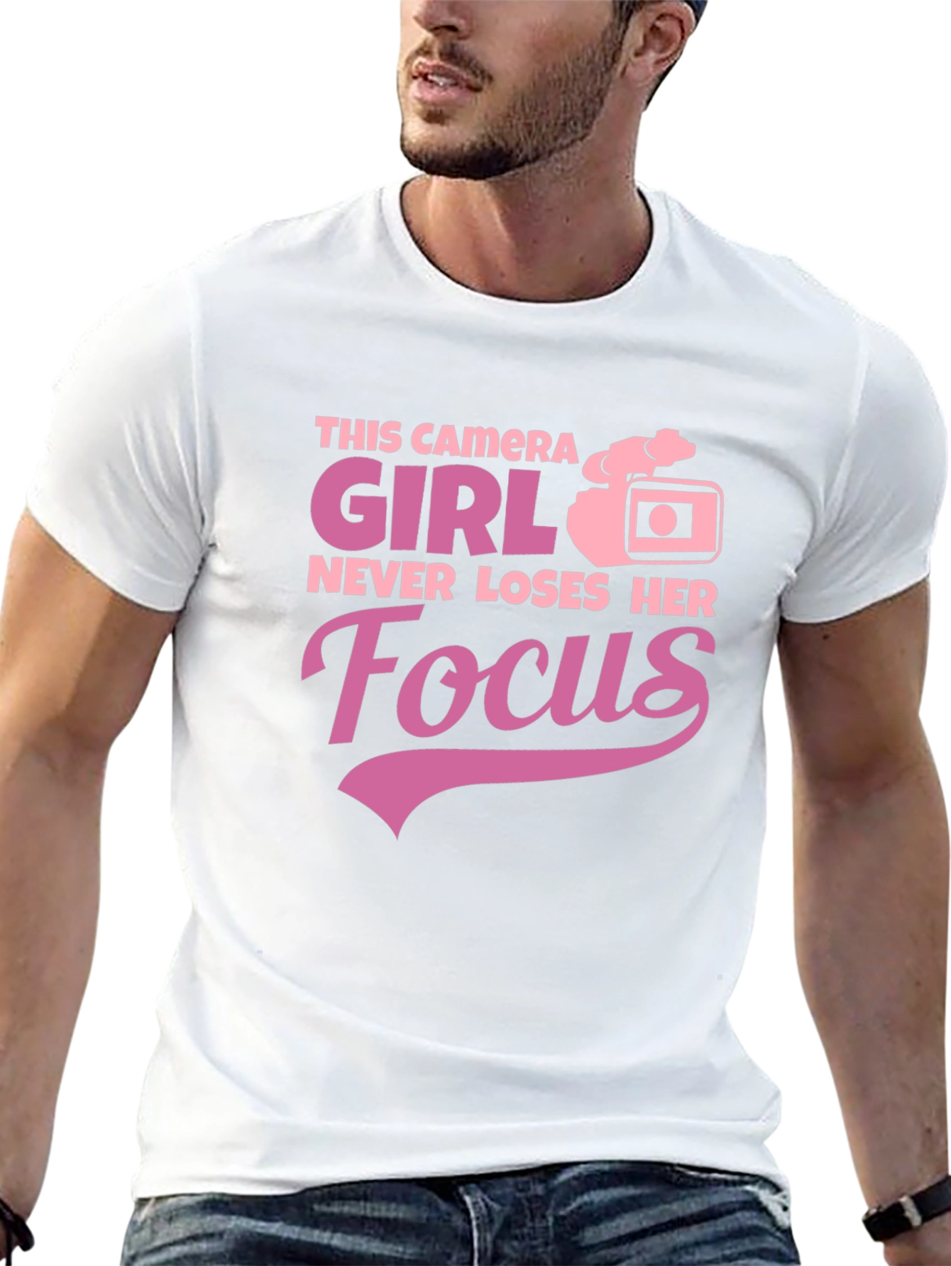 Camera Girl Focus Graphic Tee - Black T-Shirt