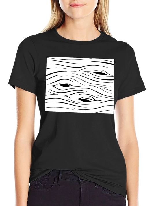 Abstract Wood Grain Graphic Tee - Black Cotton T-Shirt