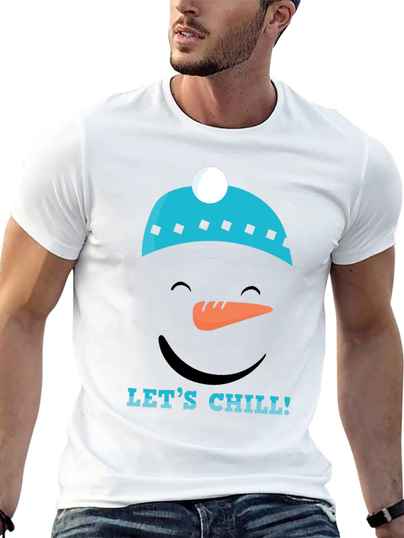 Lets Chill Snowman Graphic Tee - Black Cotton T-Shirt