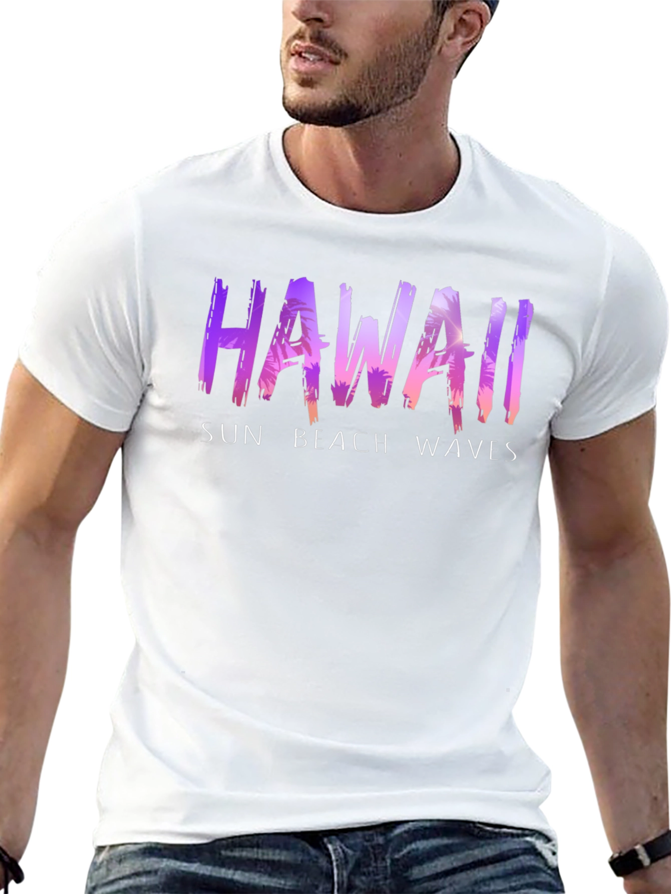 Hawaii Sun Beach Waves Graphic T-Shirt