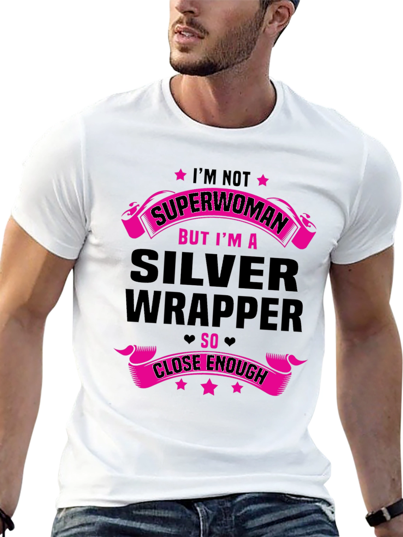 Silver Wrapper T-Shirt - Close Enough Superwoman Tee