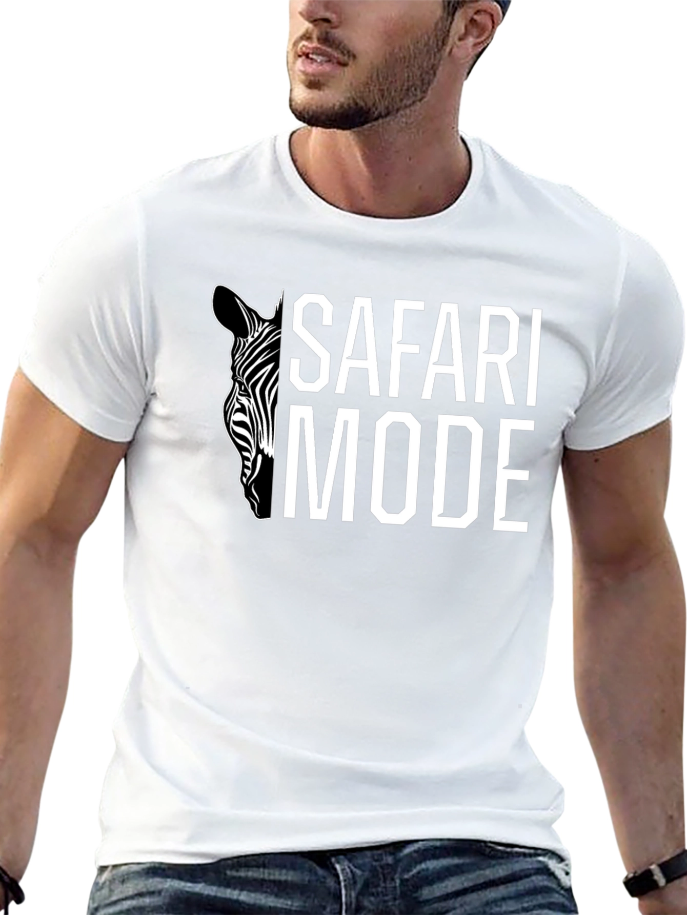 Safari Mode Zebra Graphic Tee - Black Cotton T-Shirt