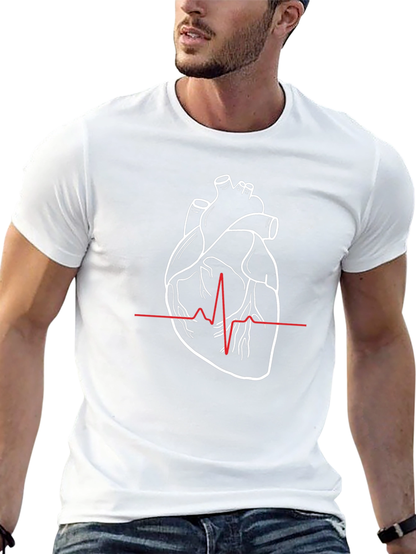 Anatomical Heartbeat T-Shirt - Black