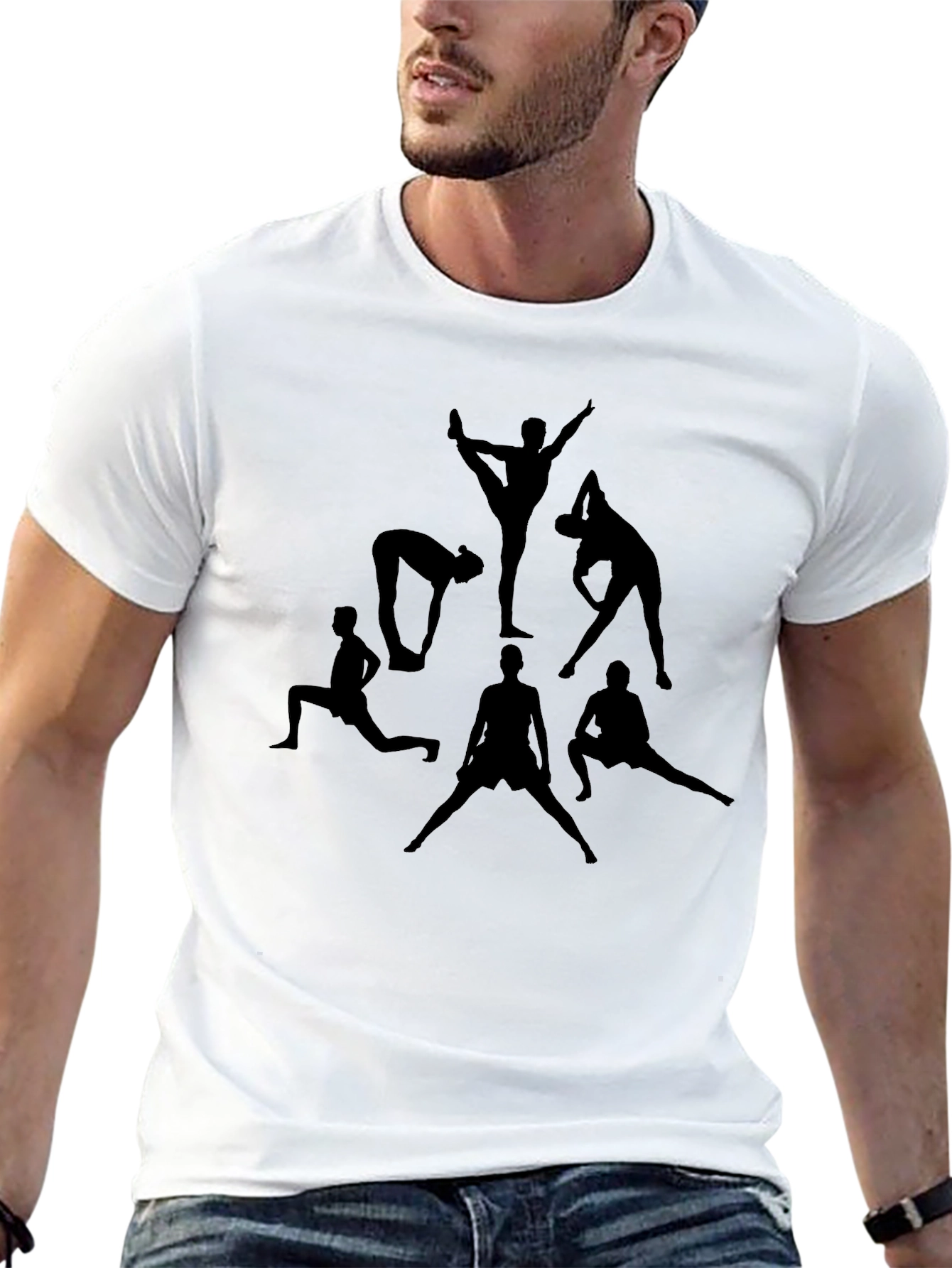 Yoga Poses Black Graphic T-Shirt