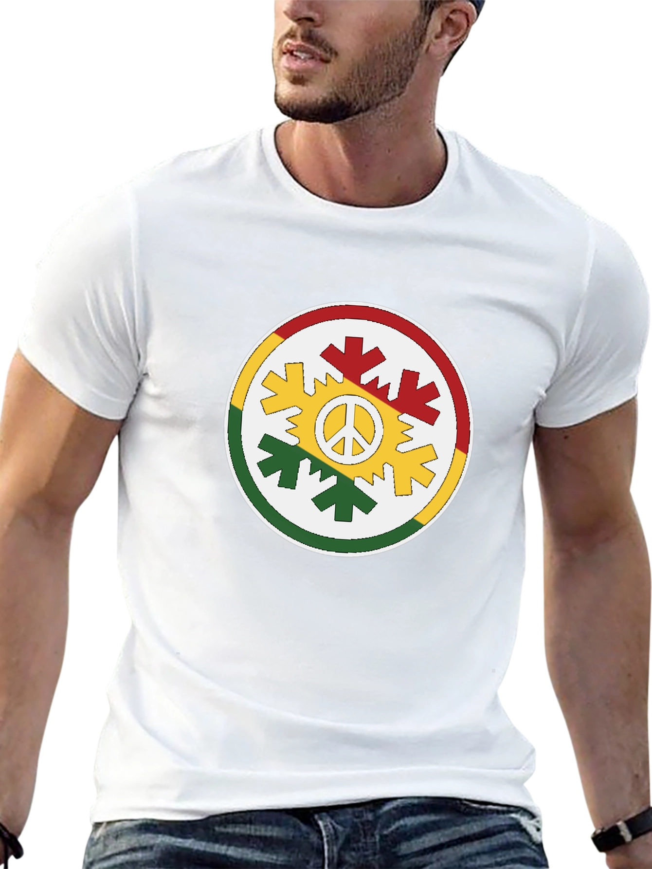 Rasta Peace Sign Graphic T-Shirt