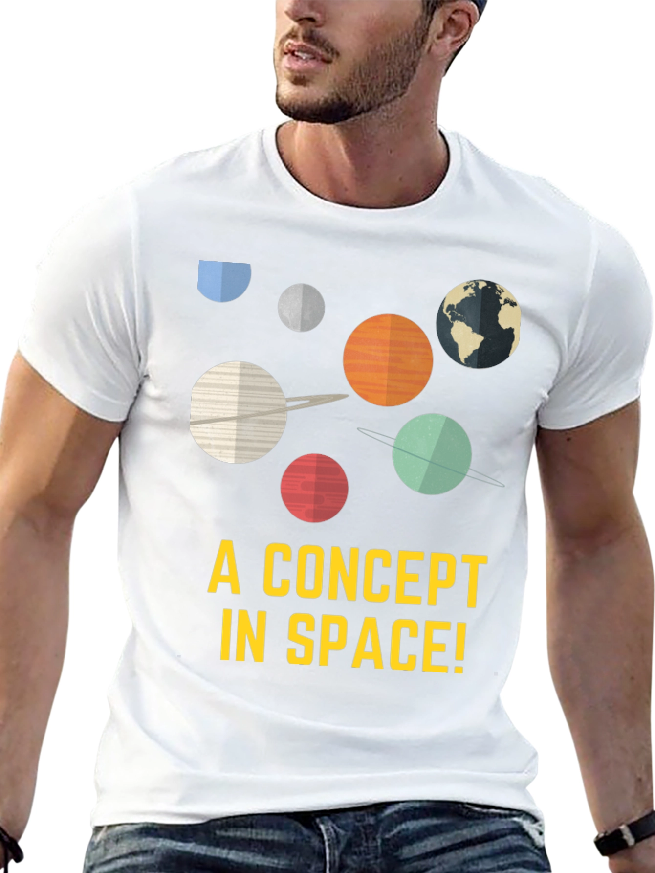 Space Concept Graphic Tee - Black Cotton Blend