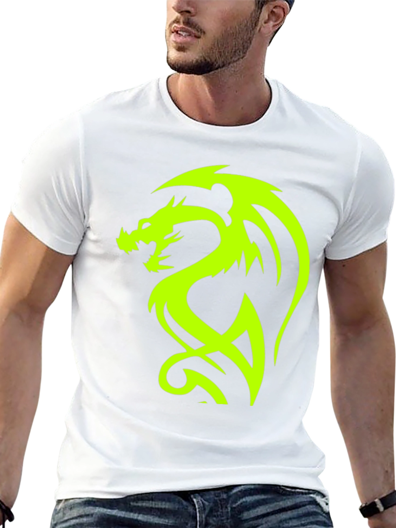 Neon Dragon Graphic Black T-Shirt