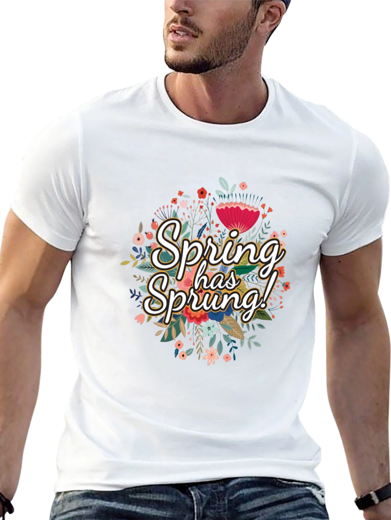 Spring Has Sprung Floral Graphic Black T-Shirt
