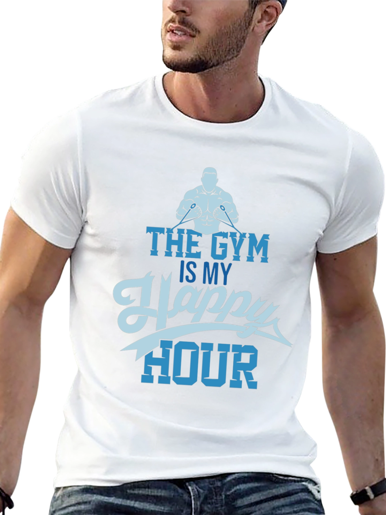 Gym is My Happy Hour Black Graphic Tee