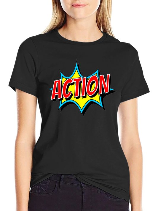 Action Comic Book Style Graphic T-Shirt