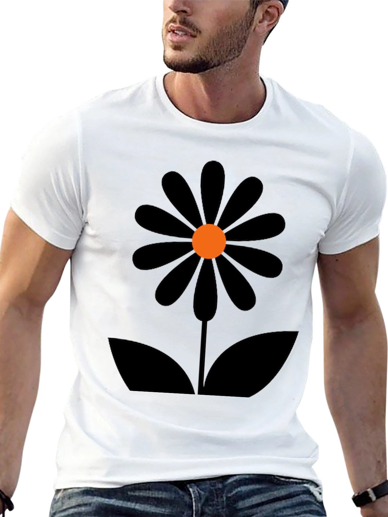 Retro Flower Power Black Graphic Tee
