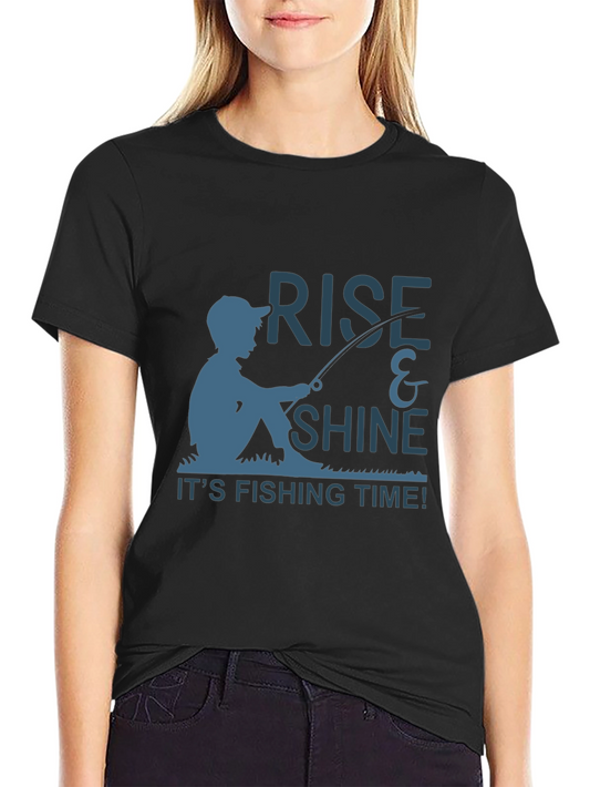 Rise & Shine Fishing Time Black T-Shirt