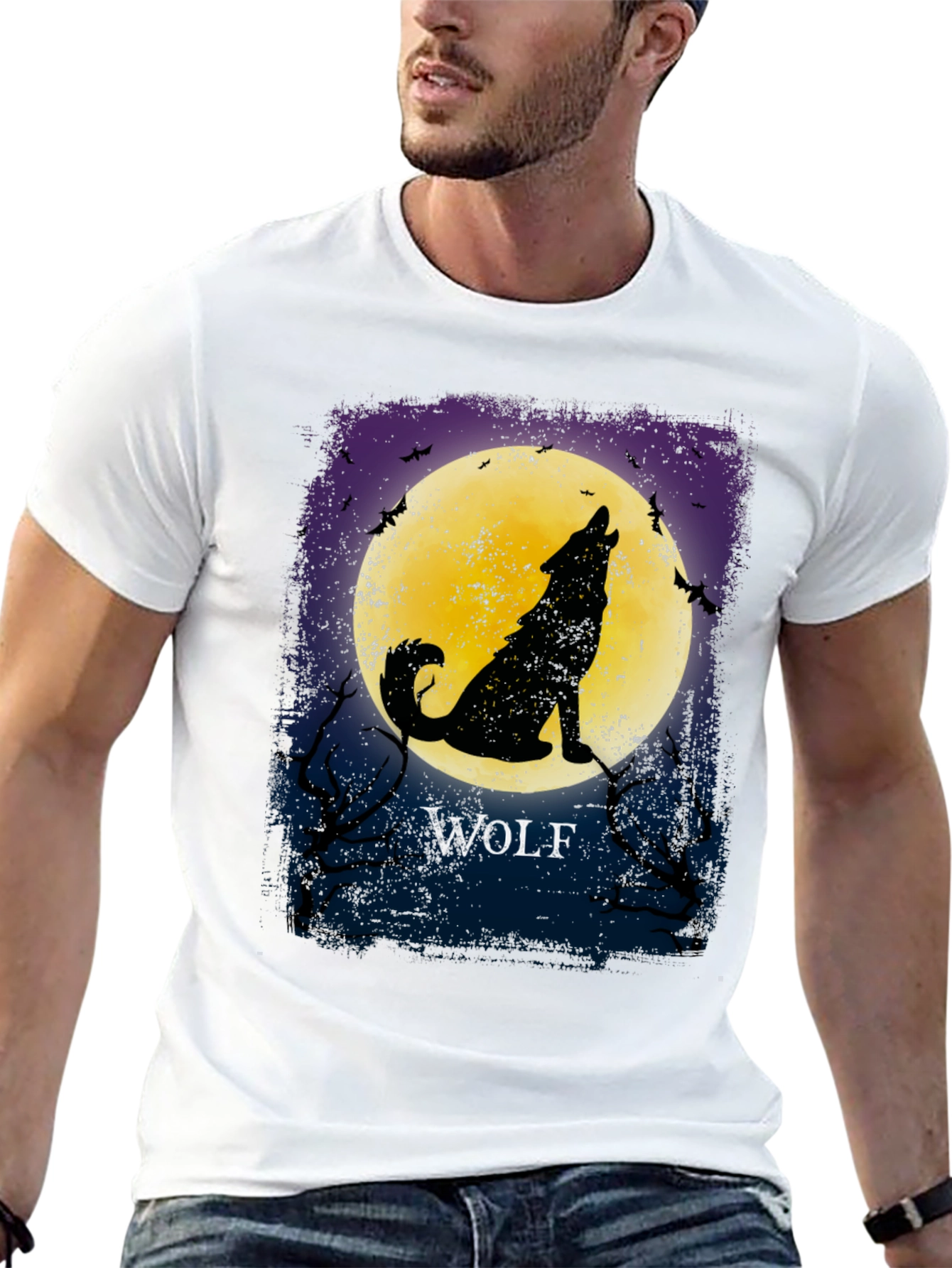 Wolf Howling at Moon Graphic T-Shirt
