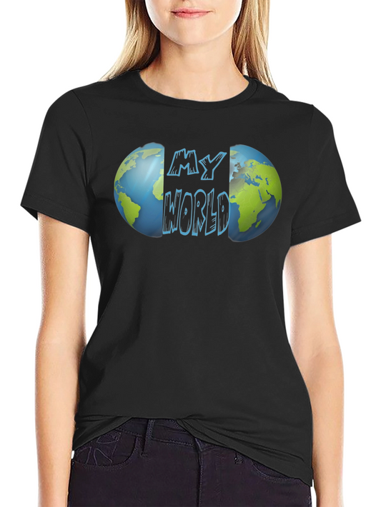 My World Graphic Print T-Shirt - Globe Design