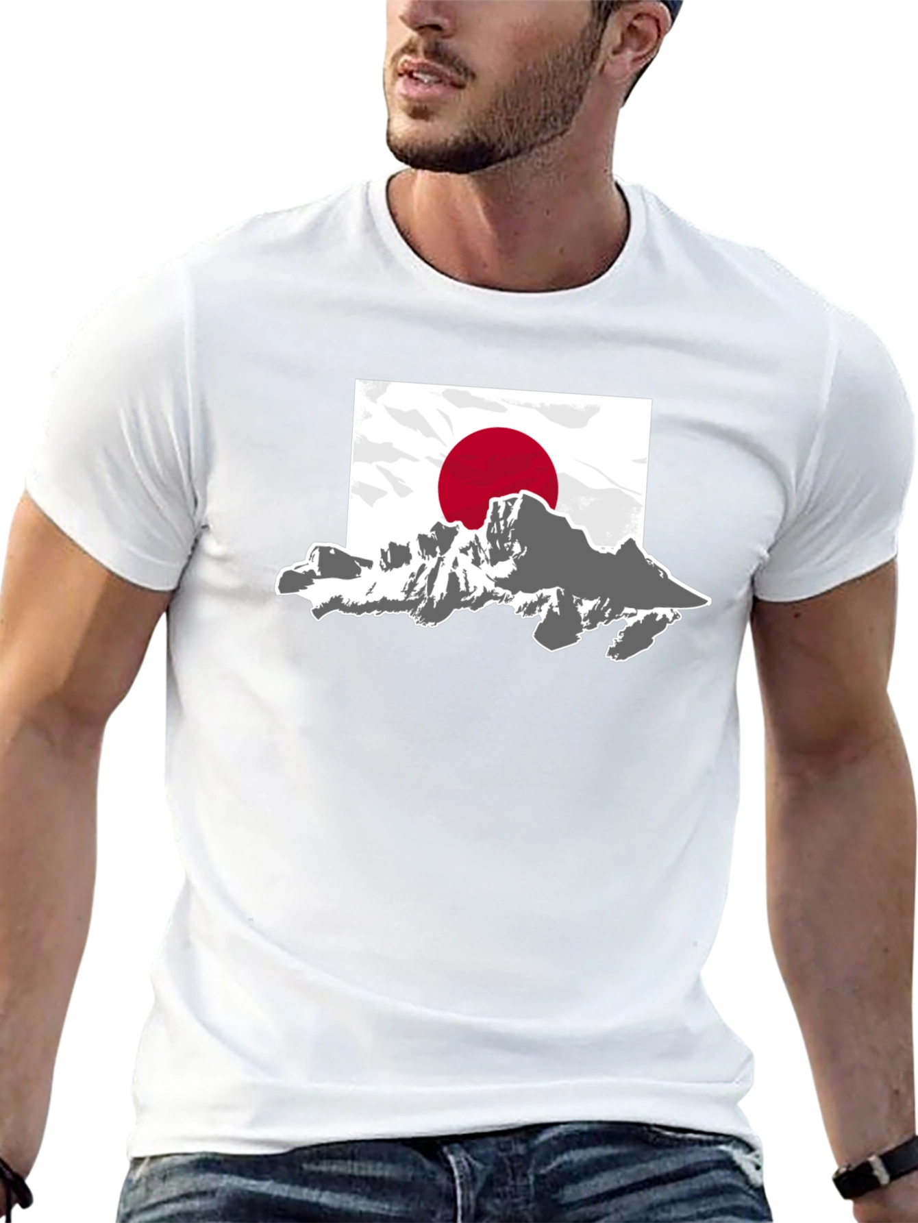 Japanese Mountain Flag Graphic T-Shirt