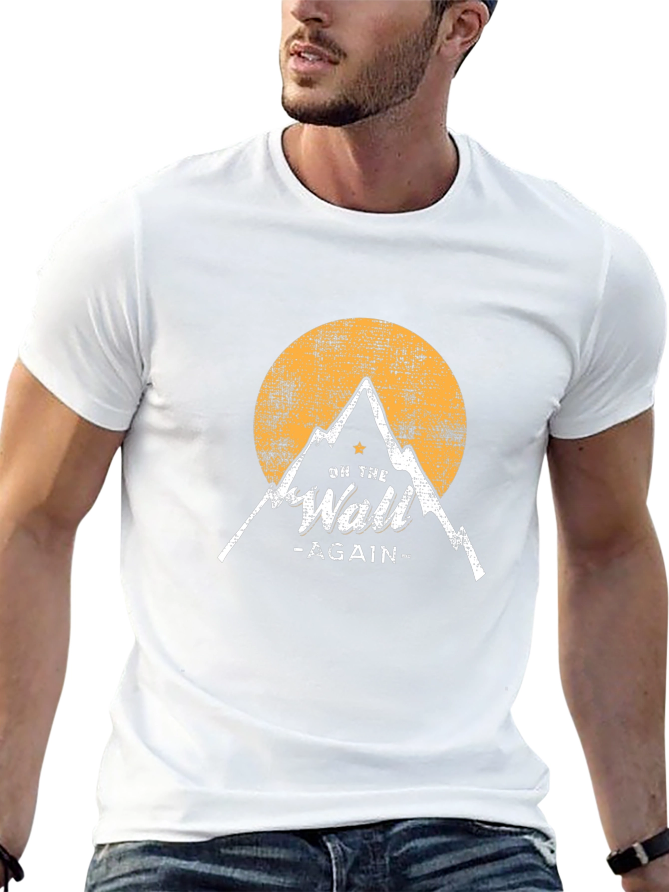 On The Wall Again Black T-Shirt - Mountain Design