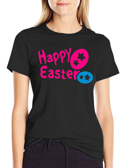 Happy Easter Star Egg Graphic Tee - Black T-Shirt