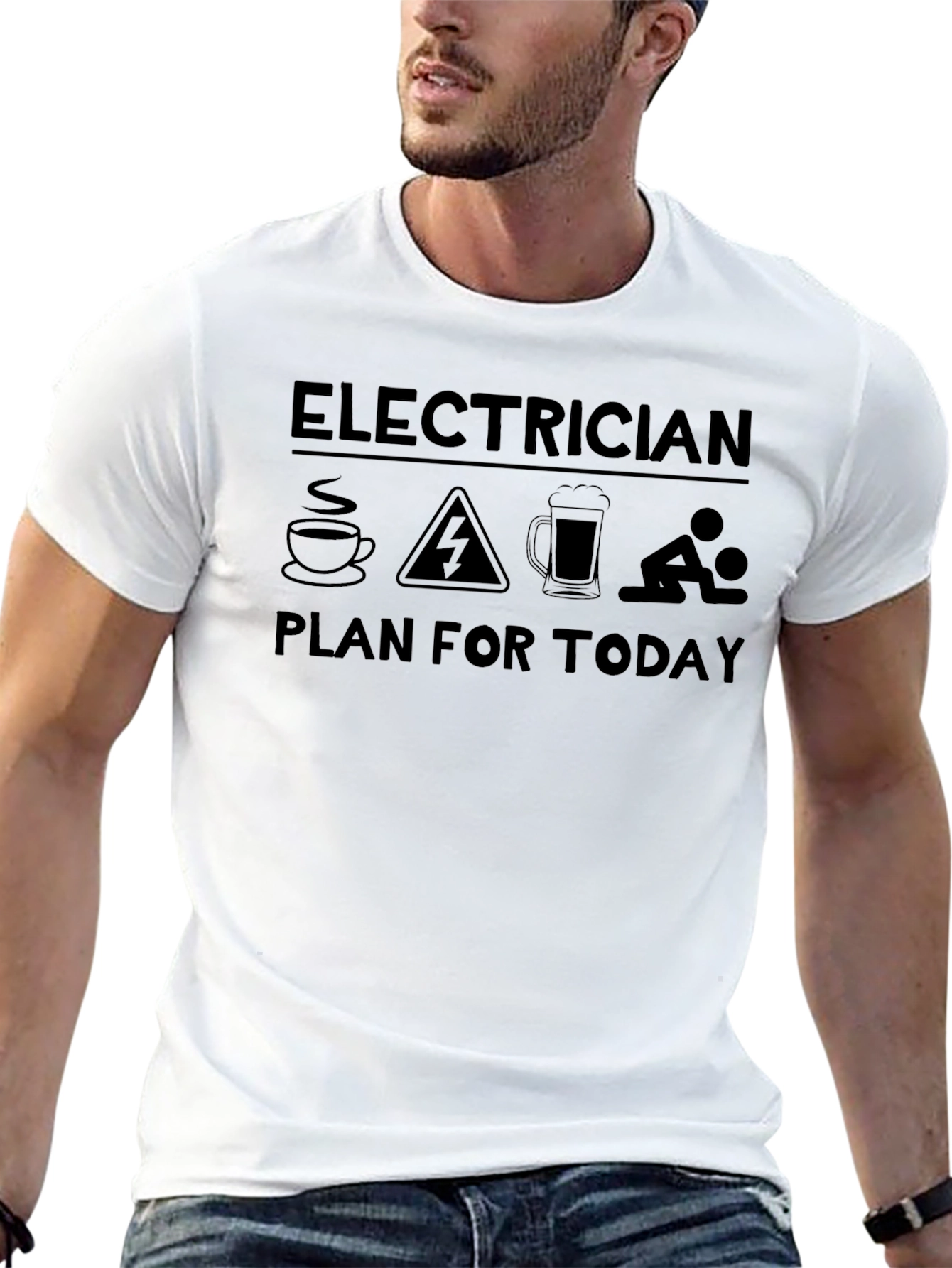 Electrician Plan T-Shirt - Coffee Work Beer Fun