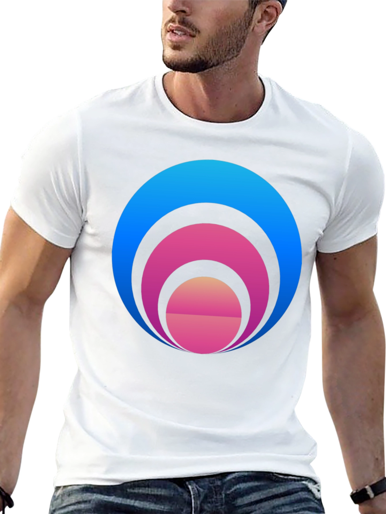 Gradient Circle Graphic T-Shirt - Stylish Casual Tee