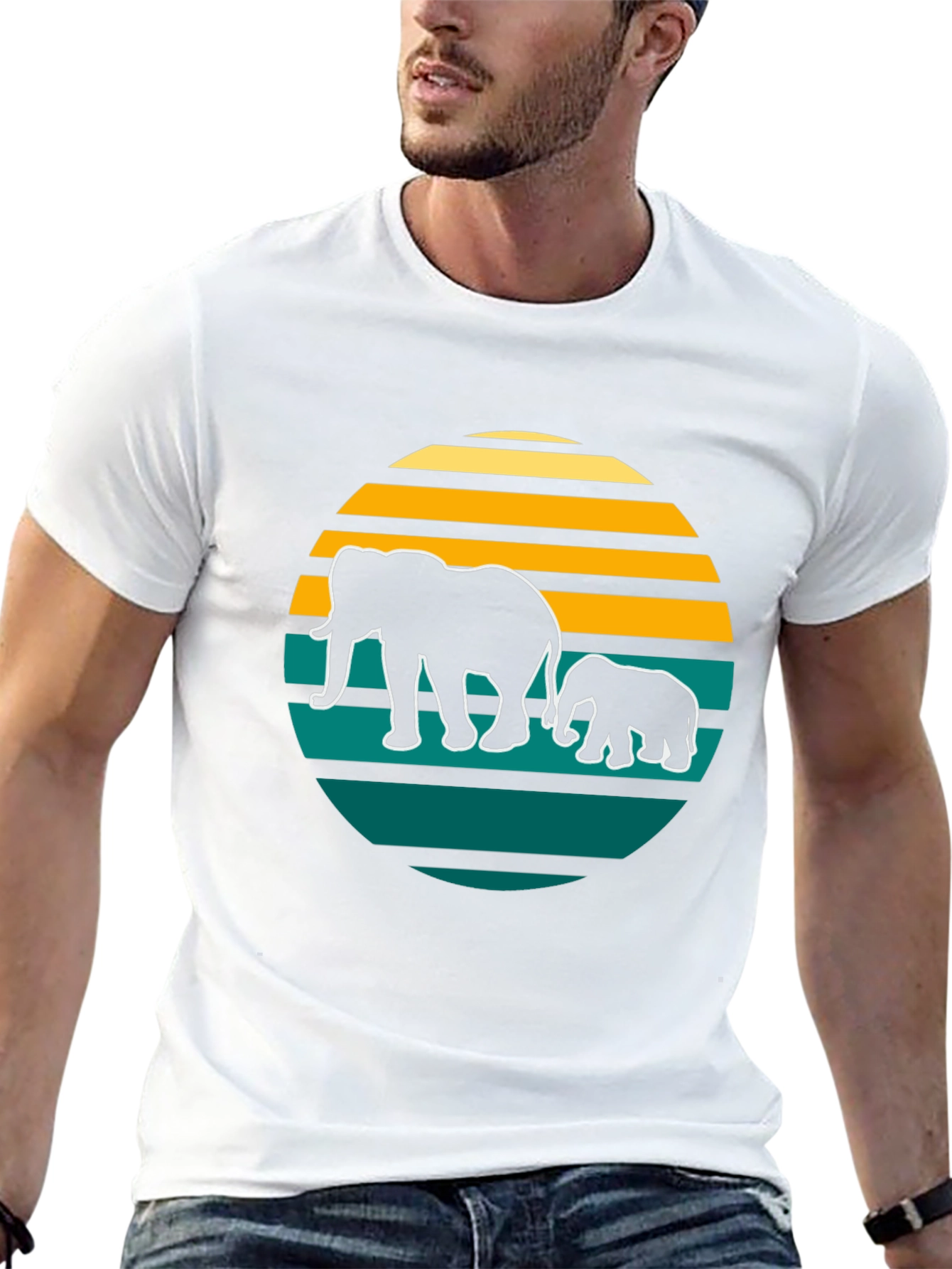 Elephant Sunset Graphic Tee
