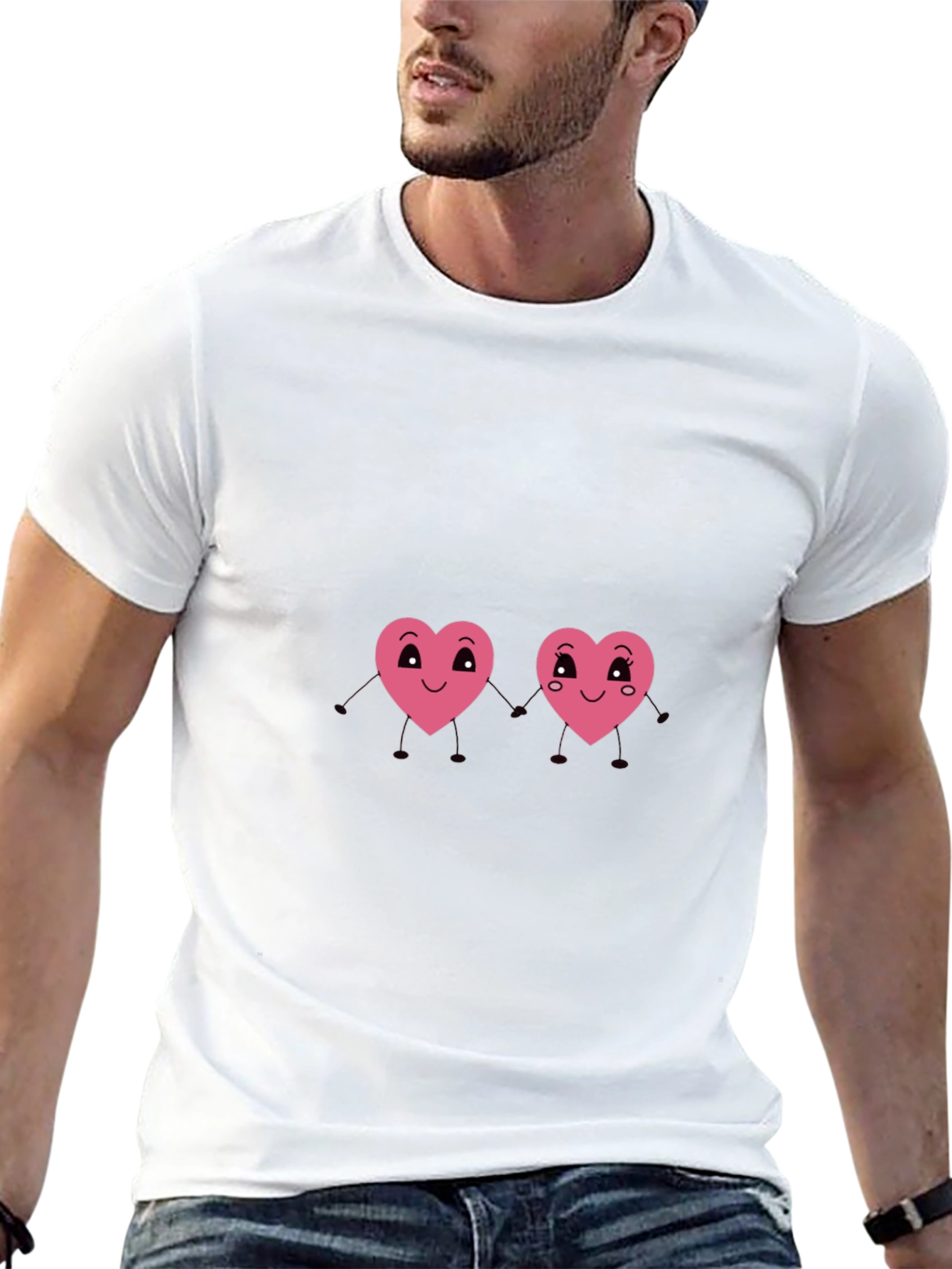 Cute Hearts Graphic Black T-Shirt