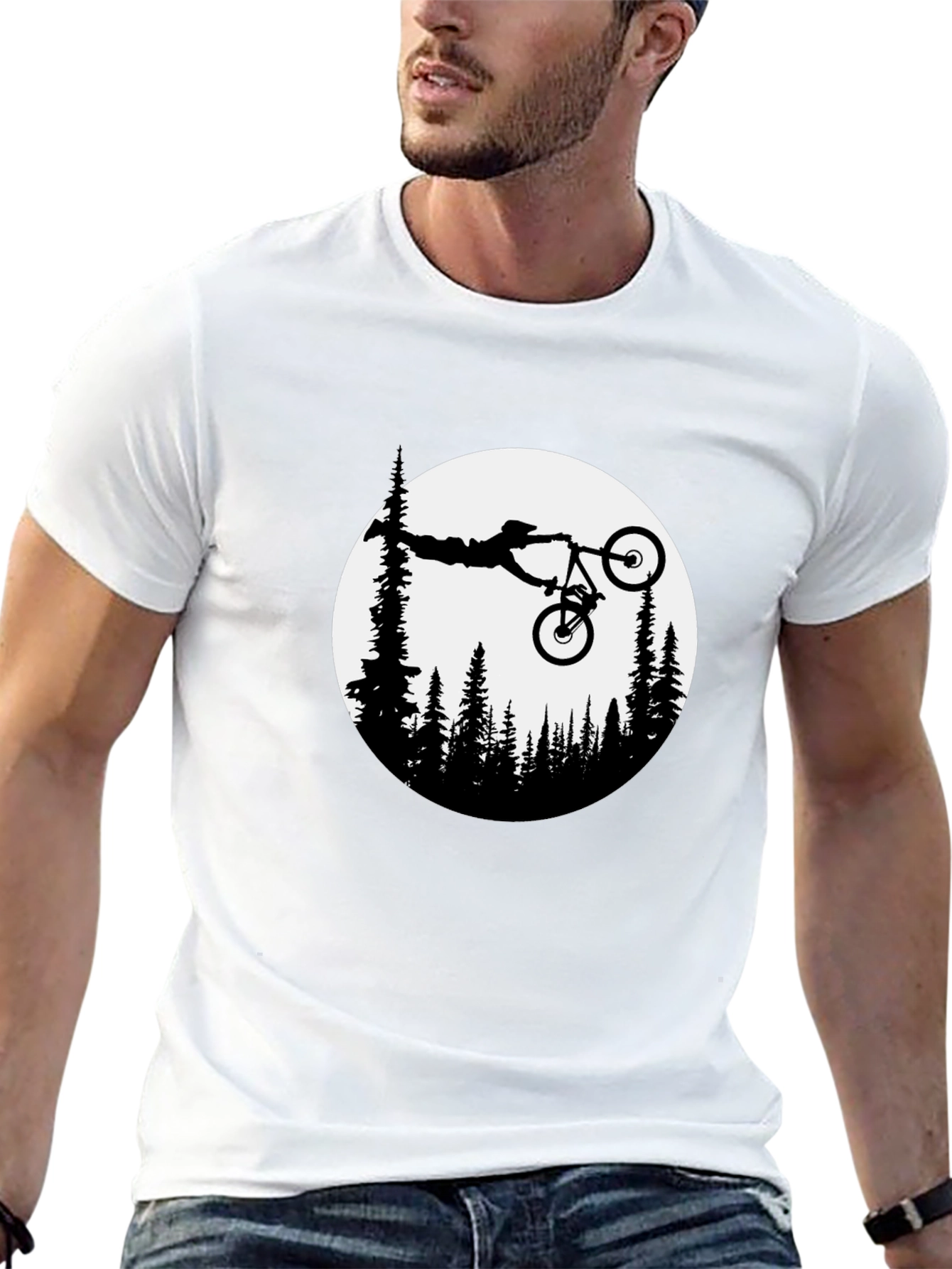 Mountain Biker Silhouette Graphic Tee