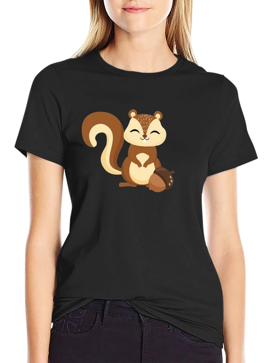 Cute Squirrel Graphic Tee - Black Unisex T-Shirt