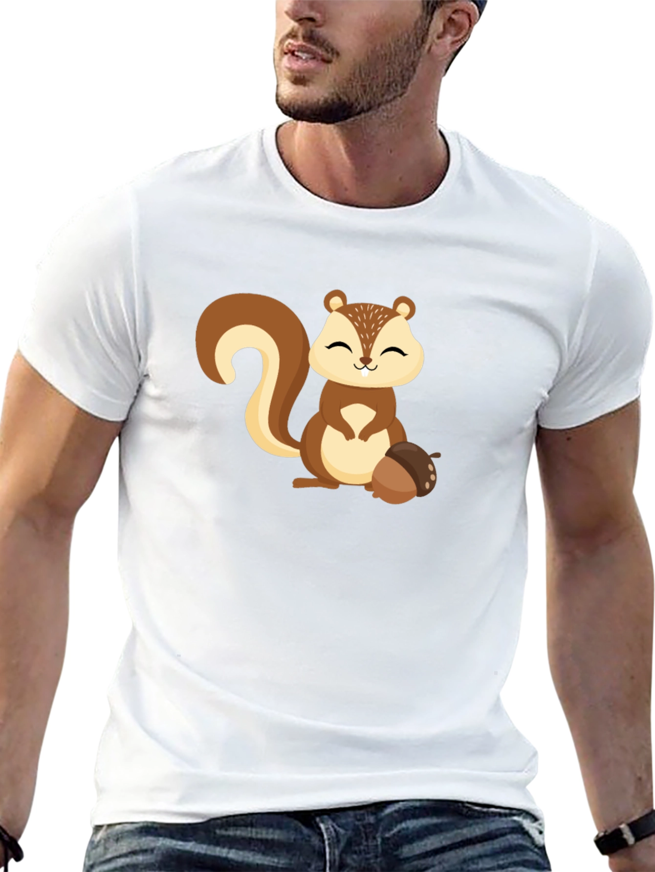 Cute Squirrel Graphic Tee - Black Unisex T-Shirt