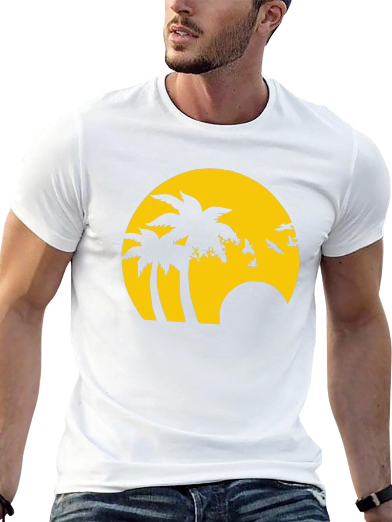 Tropical Sunset Graphic Tee - Black