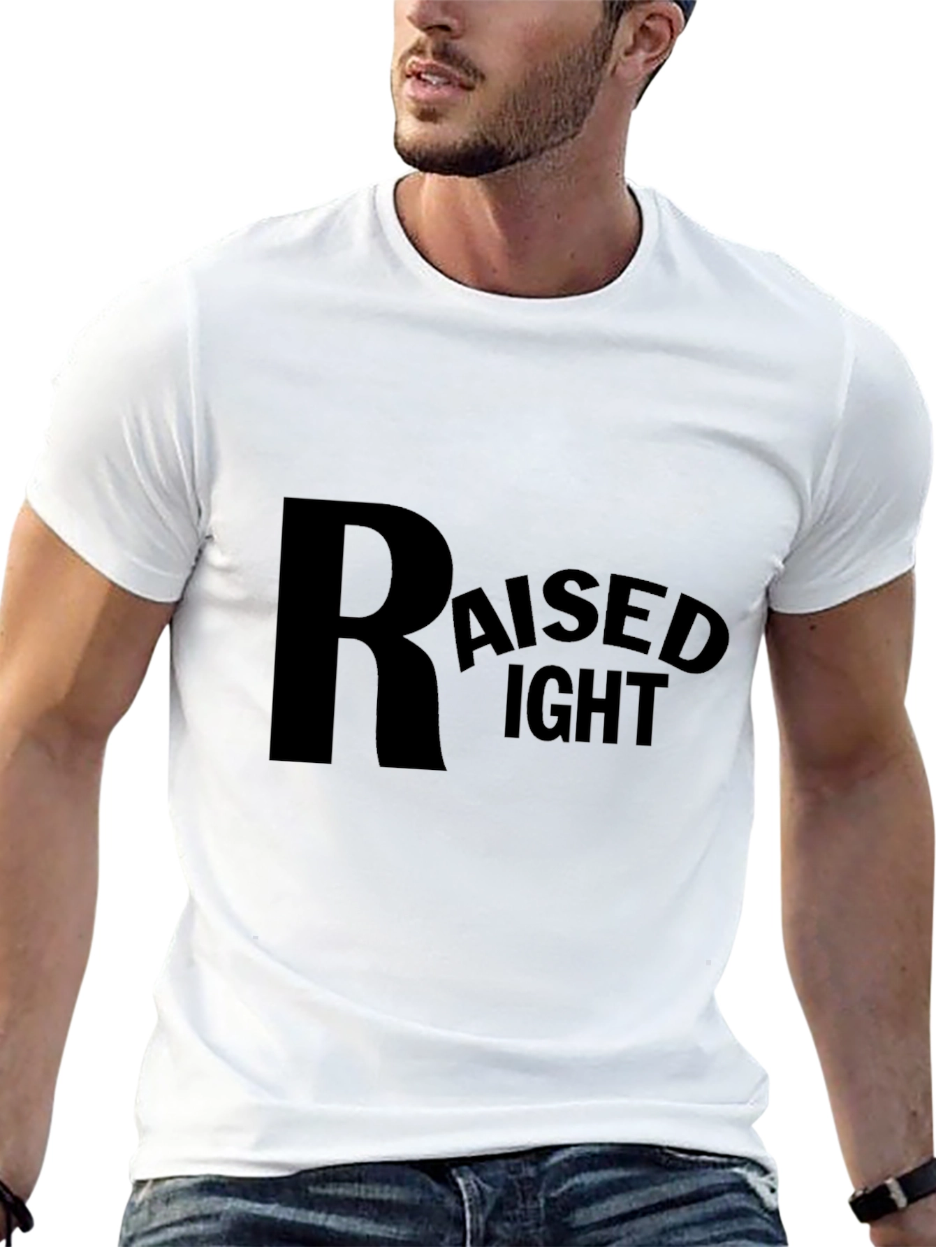 Raised Right Black T-Shirt Casual Graphic Tee