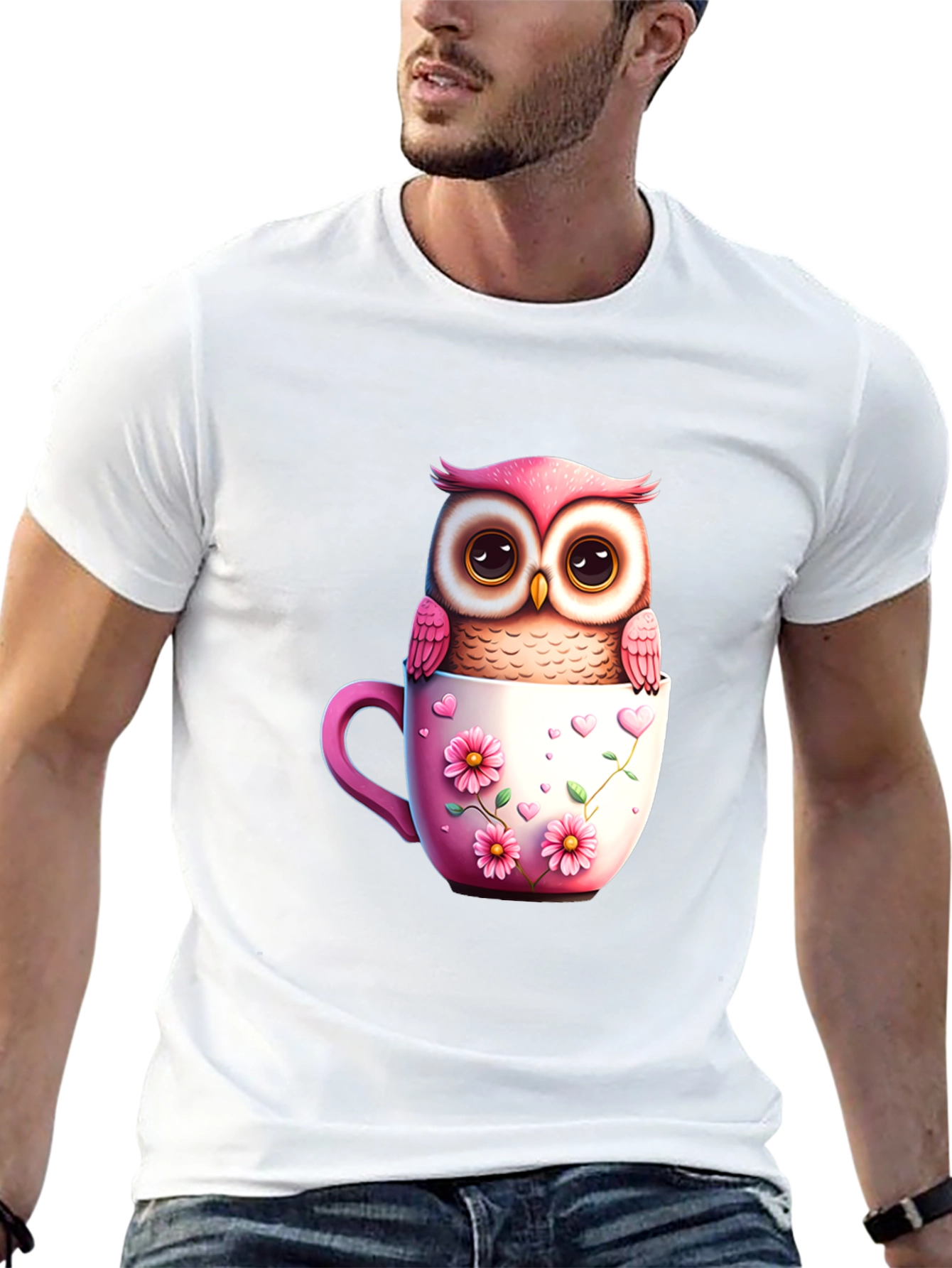 Owl in a Cup Graphic T-Shirt