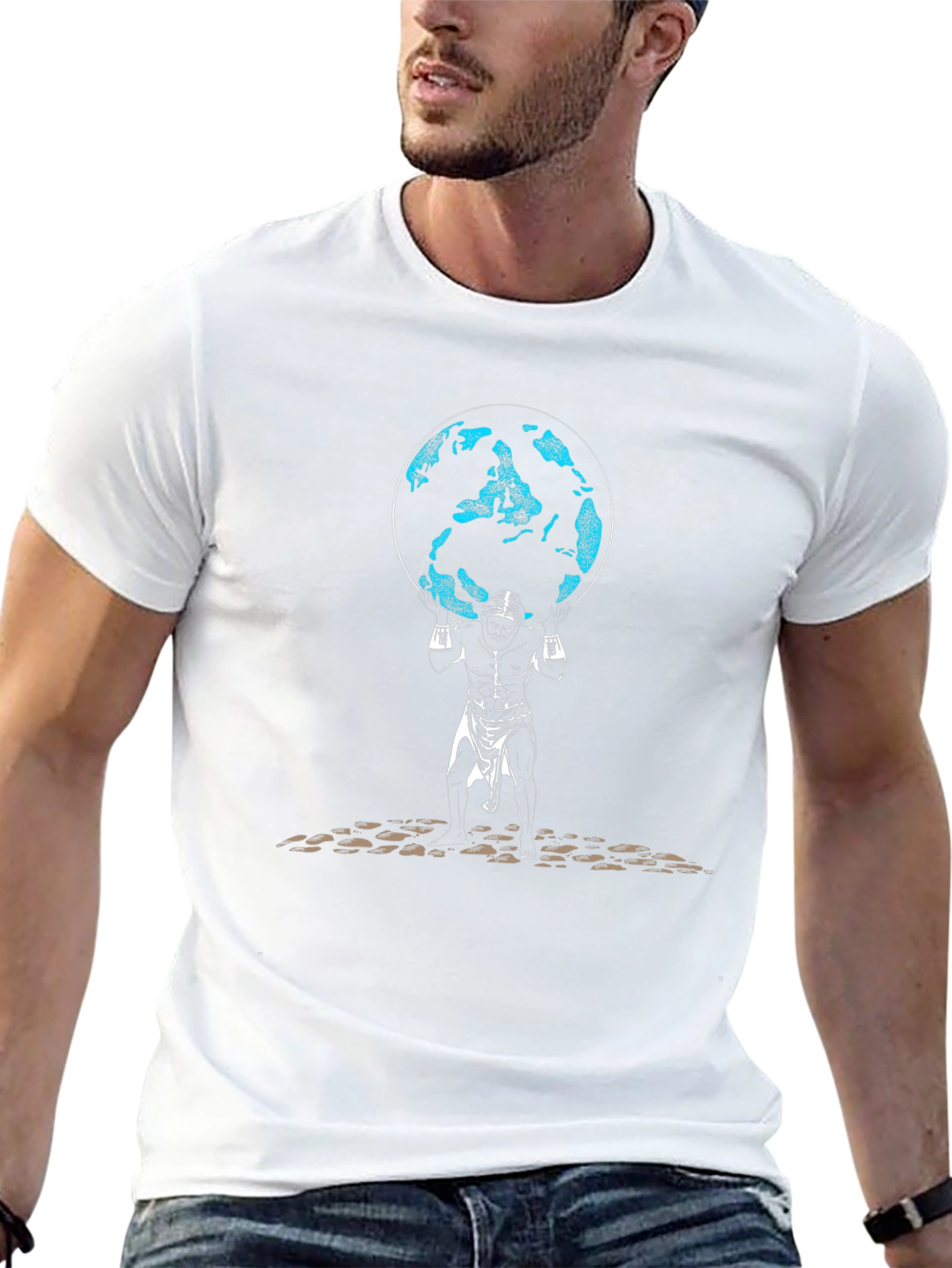 Atlas Earth Graphic Tee - Black Casual T-Shirt
