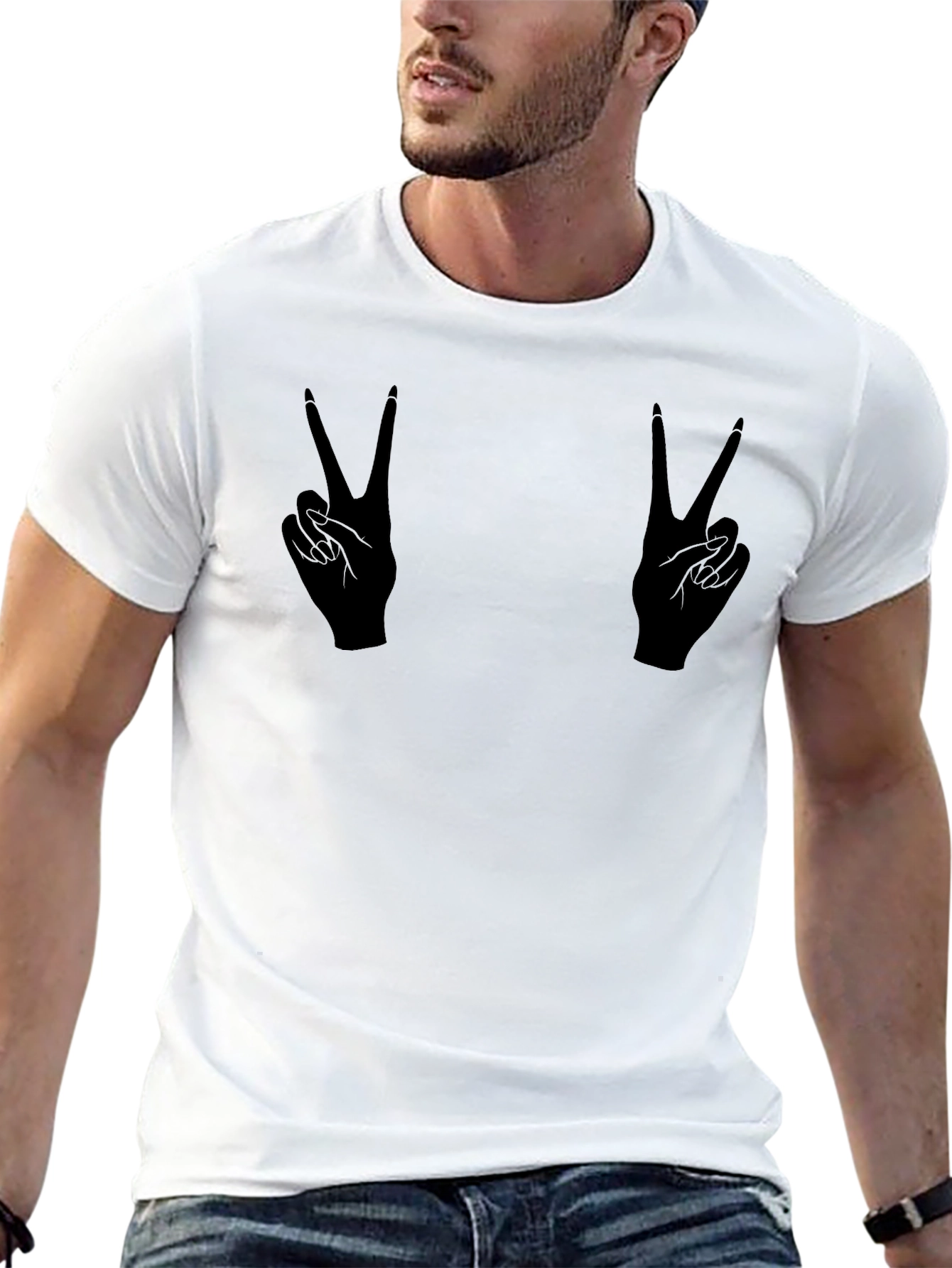Peace Sign Hands Graphic T-Shirt