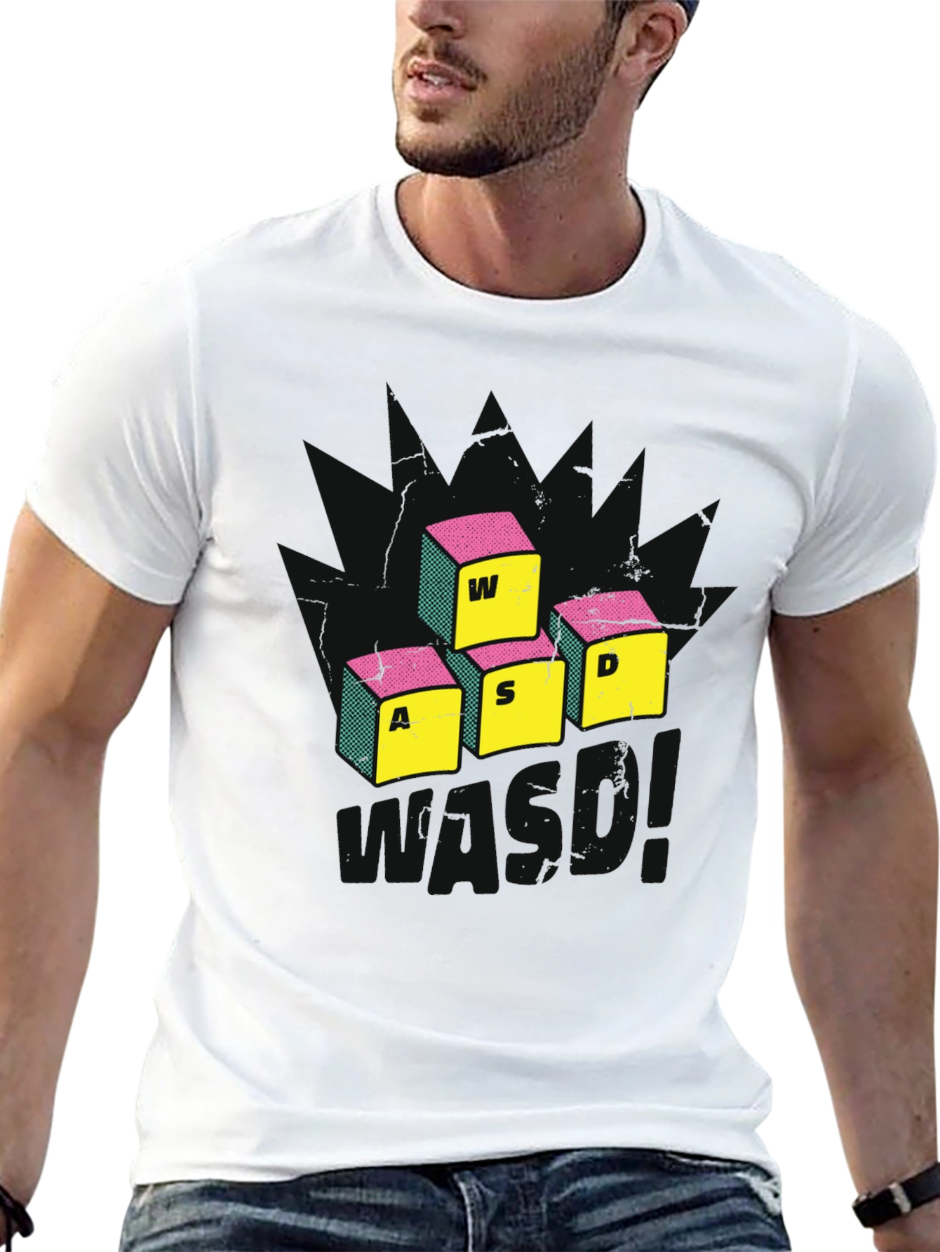 Gamer WASD Keys Graphic Tee - Black Cotton T-Shirt
