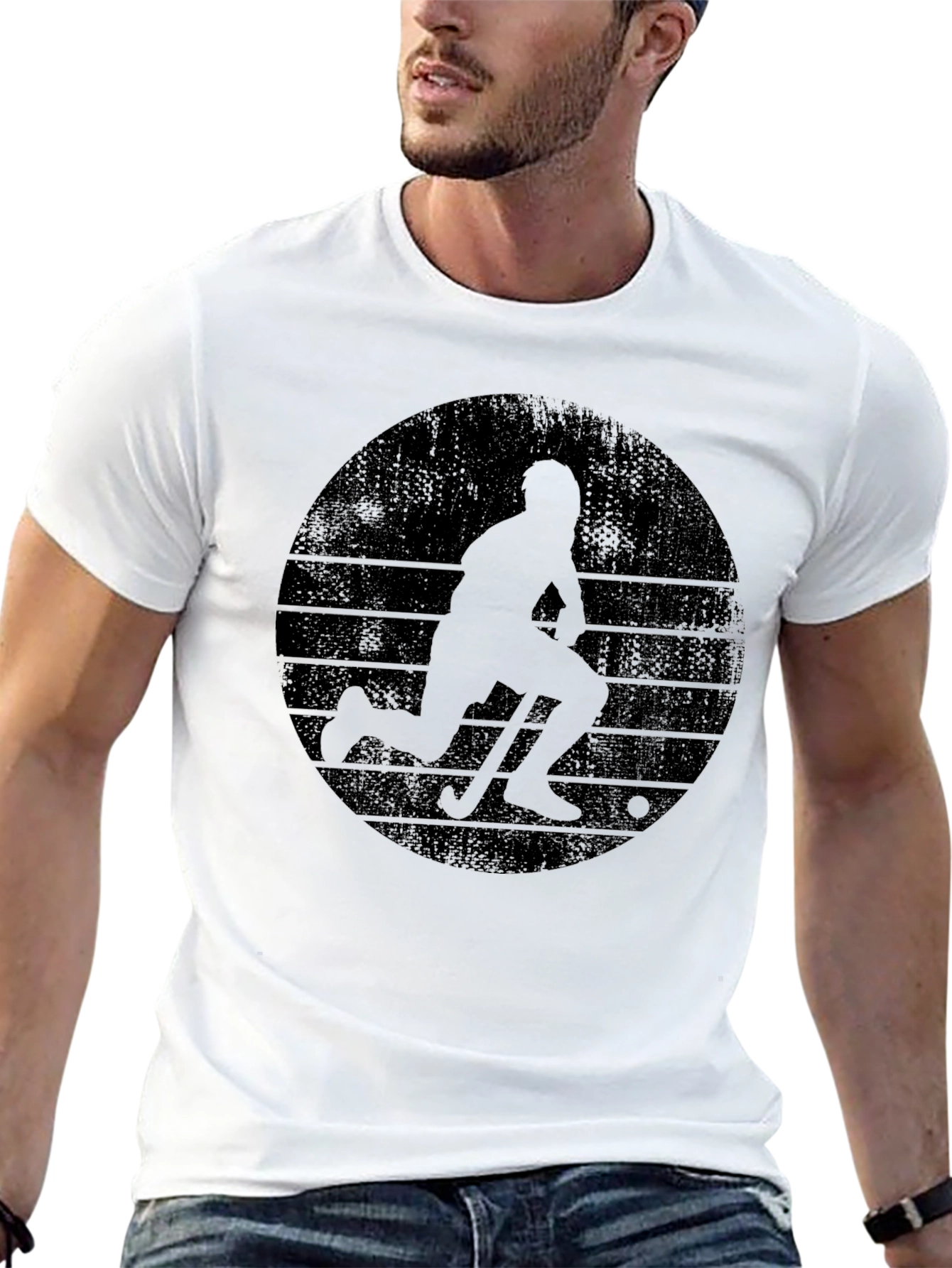 Hockey Player Graphic Tee - Cool Retro Design
