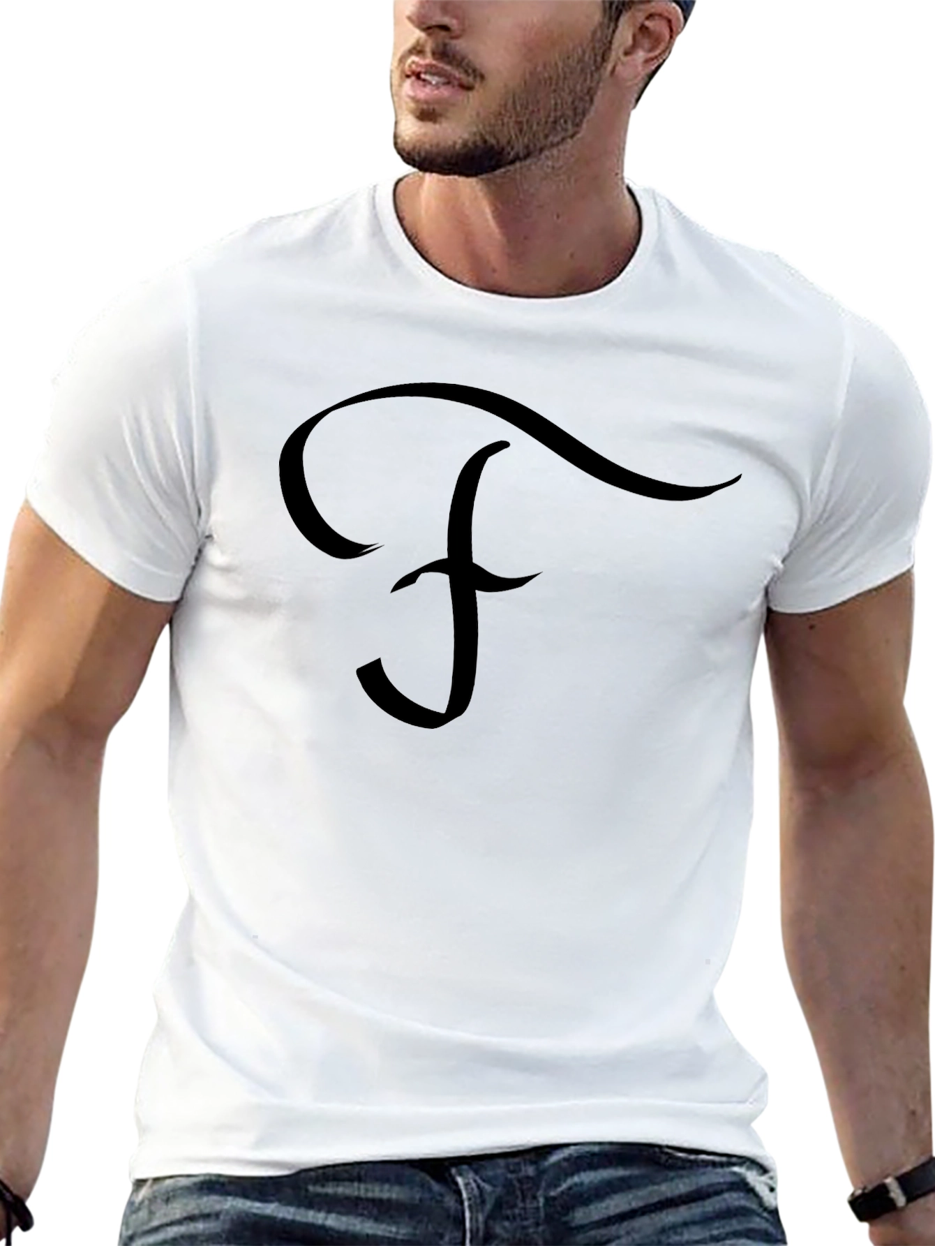 Modern Script F Graphic Black T-Shirt