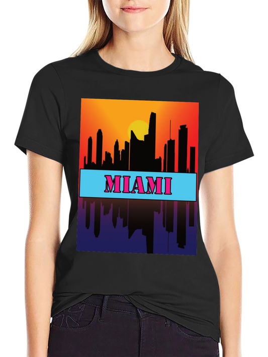 Miami Skyline Graphic Tee - Sunset Cityscape