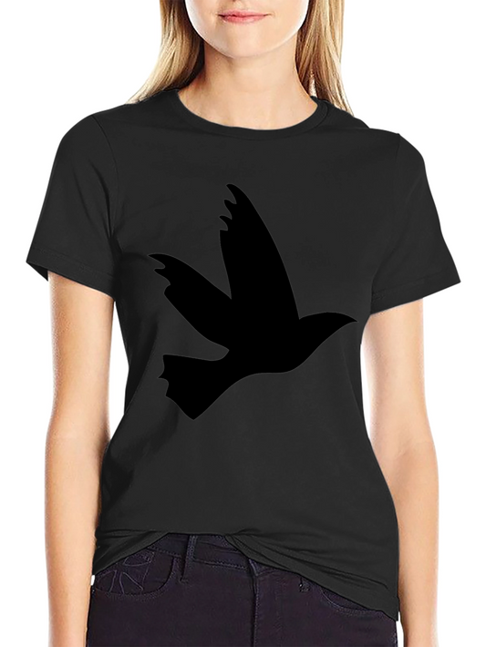 Black T-Shirt with Flying Bird Design