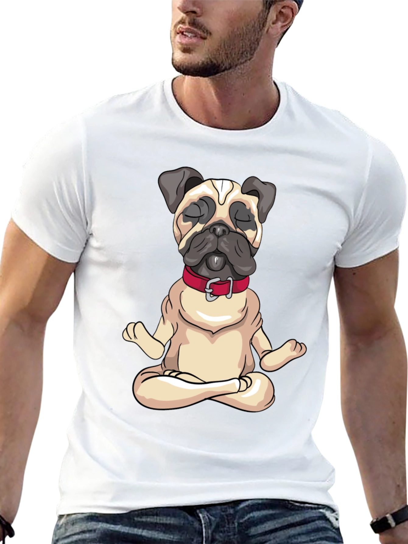 Zen Pug Black T-Shirt - Meditating Dog Graphic Tee
