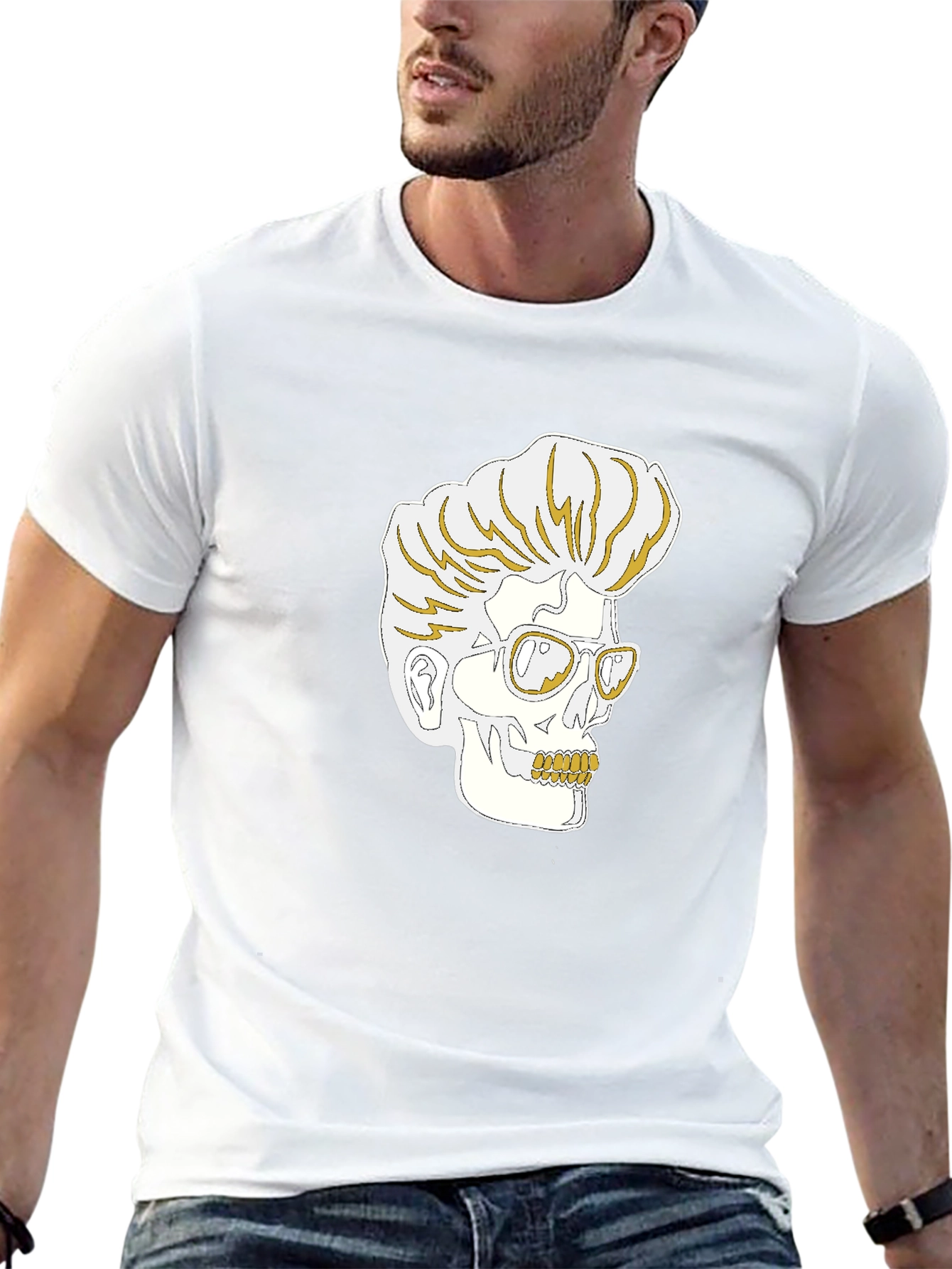 Rockabilly Skull Graphic T-Shirt