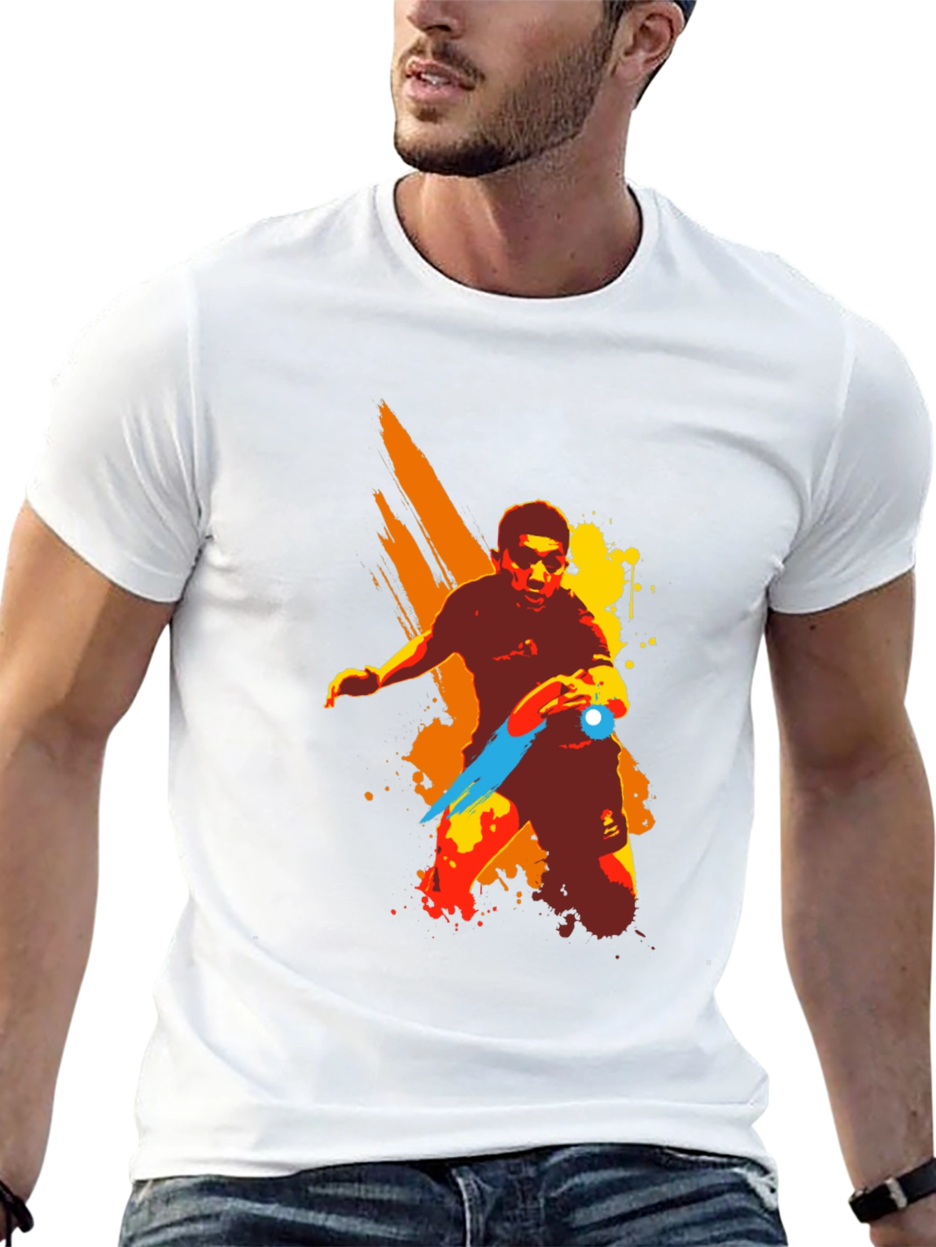 Artistic Table Tennis Player Graphic T-Shirt